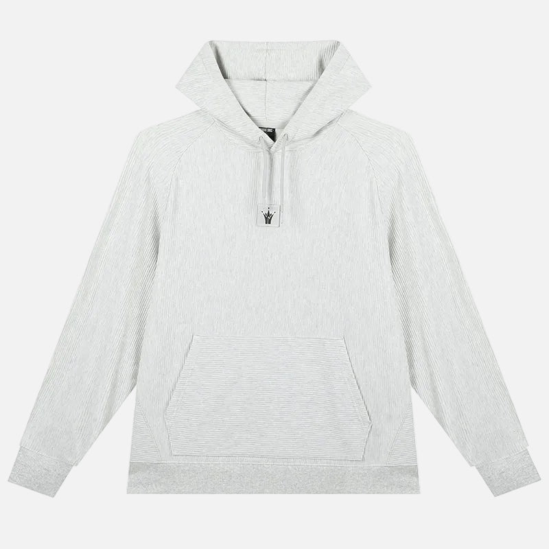 Light gray hoodie with a quarter zip on a white background