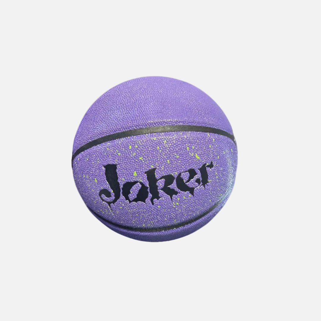 Purple basketball with 'Joker' text on a white background